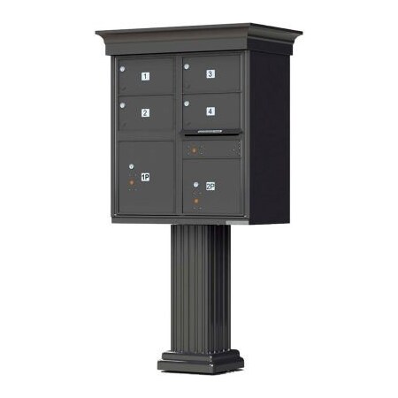 Florence Mfg Co Vital Cluster Box Unit w/Vogue Classic Accessories, 4 Mailboxes & 2 Parcel Lockers, Dark Bronze 1570-4T5VDBAF